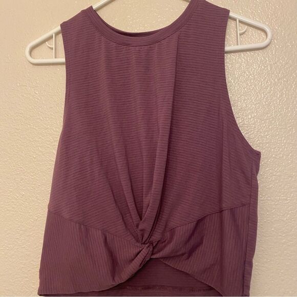 Peloton purple crop top sleeveless twist front high neck modal lyocell M - Picture 1 of 6